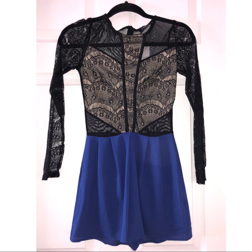 Blue and Black Romper